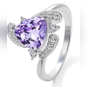 Silver Plated Triangles Purple Cubic Zirconia Romantic Ring